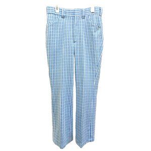 Vintage JC Penny Hipster Awesome Light and White Checkered Pants Disco Blue 30
